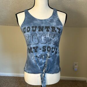 ***Denizen From Levi’s Women’s Blue Graphic Tie Front Tie Dye Tank Top Sz M